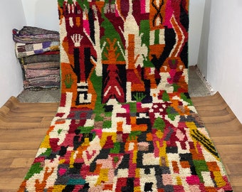 Handmade Colorful Berber Rug: Moroccan Boujad Wool Rug