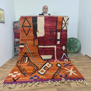 orange rug , Handmade Wool Rug , berber rug ,Bohemian rug ,custom size rugs ,custom design rugs ,hand knotted rug ,Wool rug ,rug runner