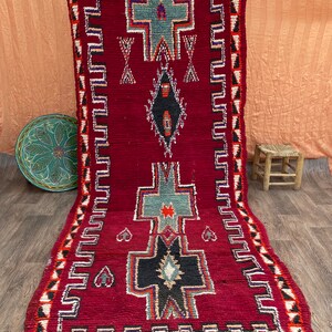 4x10 Vintage Moroccan Rug: Handwoven Berber Boujaad Wool Carpet