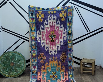 3x6 ft Vintage Moroccan Rug: Handwoven Wool Berber Carpet