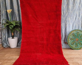 3x7 ft Vintage Red Moroccan Rug: Handmade Wool Berber Rug
