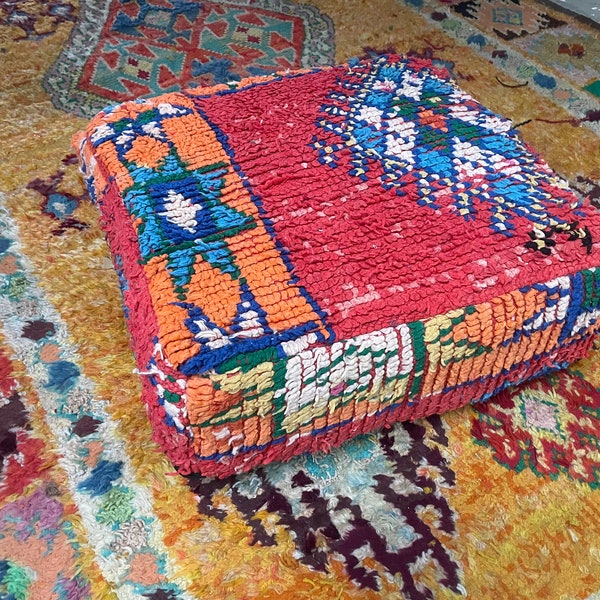 Moroccan Pouf, Bohemian Moroccan Pouf , Vintage Moroccan Ottoman, Outdoor Chair Pouf, Yoga Meditation Pouf, Outdoor Kilim Poufs
