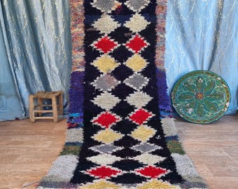 Handwoven Berber Rug 3x8 ft: Moroccan Vintage Wool Carpet