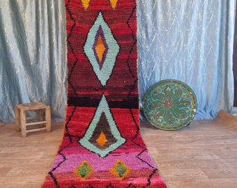 Handwoven Berber Hallway Runner Rug: Bohemian Decor