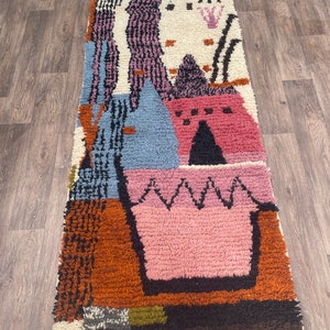 Gorgeous Moroccan Runner Rug, hand woven rug, wool nursery rug, custom Runner rug, shaggy wool rug, narrow runner rug, moroccan rug runner