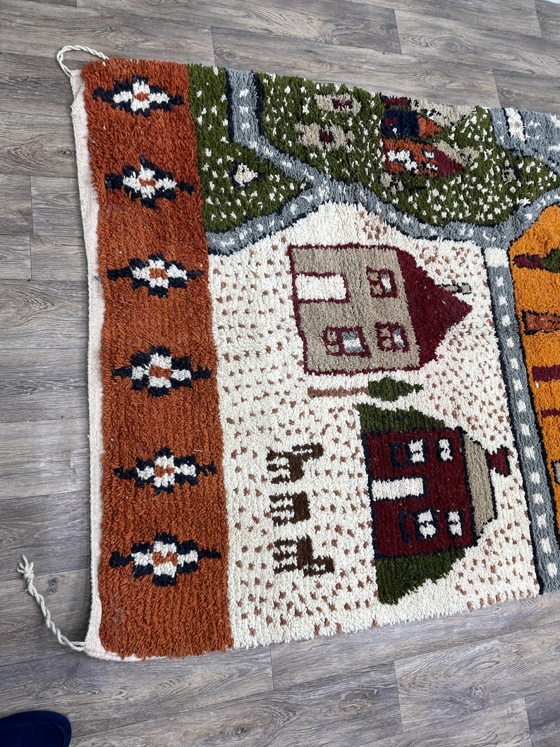 Handmade Boujaad Wool Rug: Colorful Moroccan Nursery Rug image 3