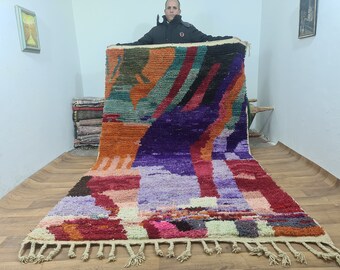Abstract Moroccan Berber Rug: Handwoven Wool Boho Rug
