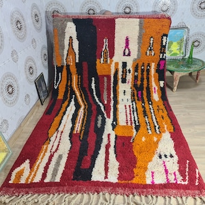 orange moroccan rug - rugs living room -Berber Orange rug - bohemian area rug - authentic orange rug - rugs bedroom - Berber Style -boho rug