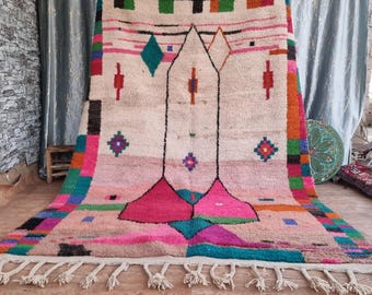 Authentic Moroccan Rug - Berber Carpet - Costum Moroccan Rug - Colorful Rug Bedroom Modern - Hand Knotted Wool Rug - Large Area Rug