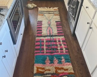 long runner rug, neutral runner rug, custom moroccan rug,boho rug runner, wool runner rug, runner for kitc hen -authentic Berber rug