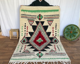 Handmade Moroccan Wool Rug: Abstract Berber Carpet