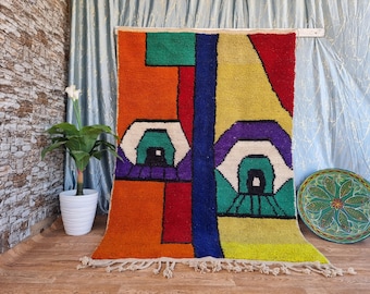 Handmade Moroccan Wool Rug: Berber Geometric Decor