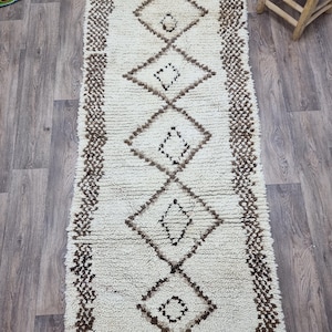 Moroccan Vintage Rug, 2,85x6 ft Handmade rug, Berber runner rug, bohemian rug, Beni ourain rug, Moroccan rug,  Wool rug