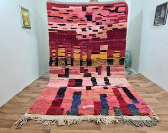Handmade Berber Rug: Colorful Moroccan Wool Rug, Boho Decor