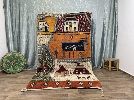 Handmade Boujaad Wool Rug: Colorful Moroccan Nursery Rug