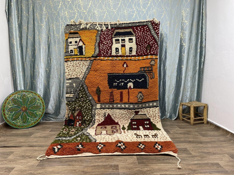 Handmade Boujaad Wool Rug: Colorful Moroccan Nursery Rug image 1