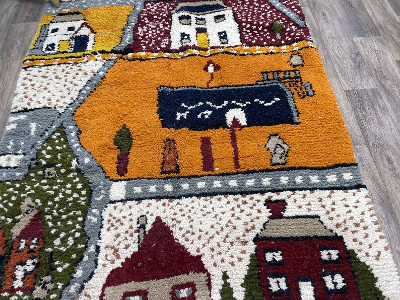 Handmade Boujaad Wool Rug: Colorful Moroccan Nursery Rug image 8
