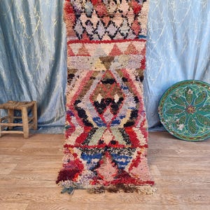 Moroccan Vintage Rug,2x5ft Handmade rug, Berber runner rug, bohemian rug, Beni ourain rug, Moroccan rug,  boucherouite  rug, antique rug
