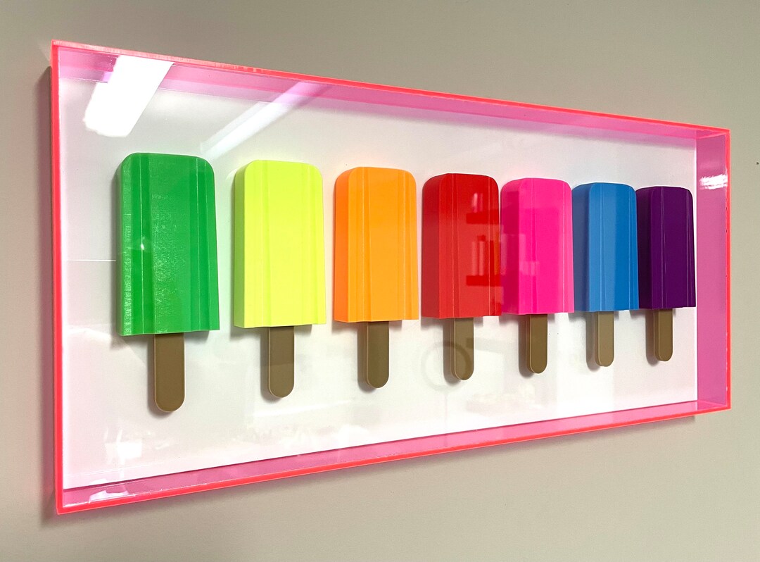 Pop Art Popsicle Wall Art, Popsicle 3D Sculptures, Modern Art, Neon