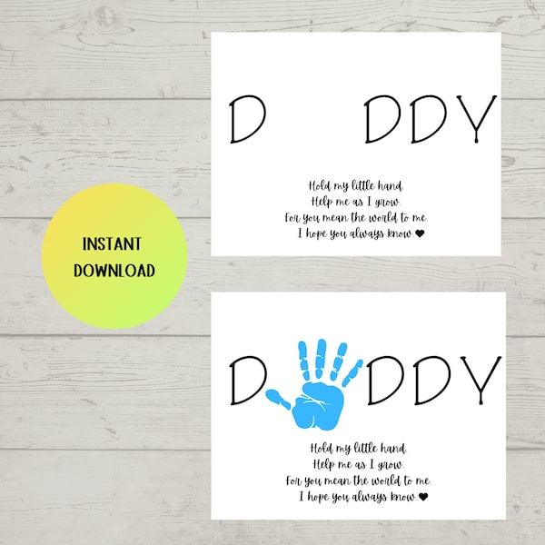 Father's gift, DIY for kids, Child Handprint Printable for Dad, Instant Download, personalized Fathers day gift