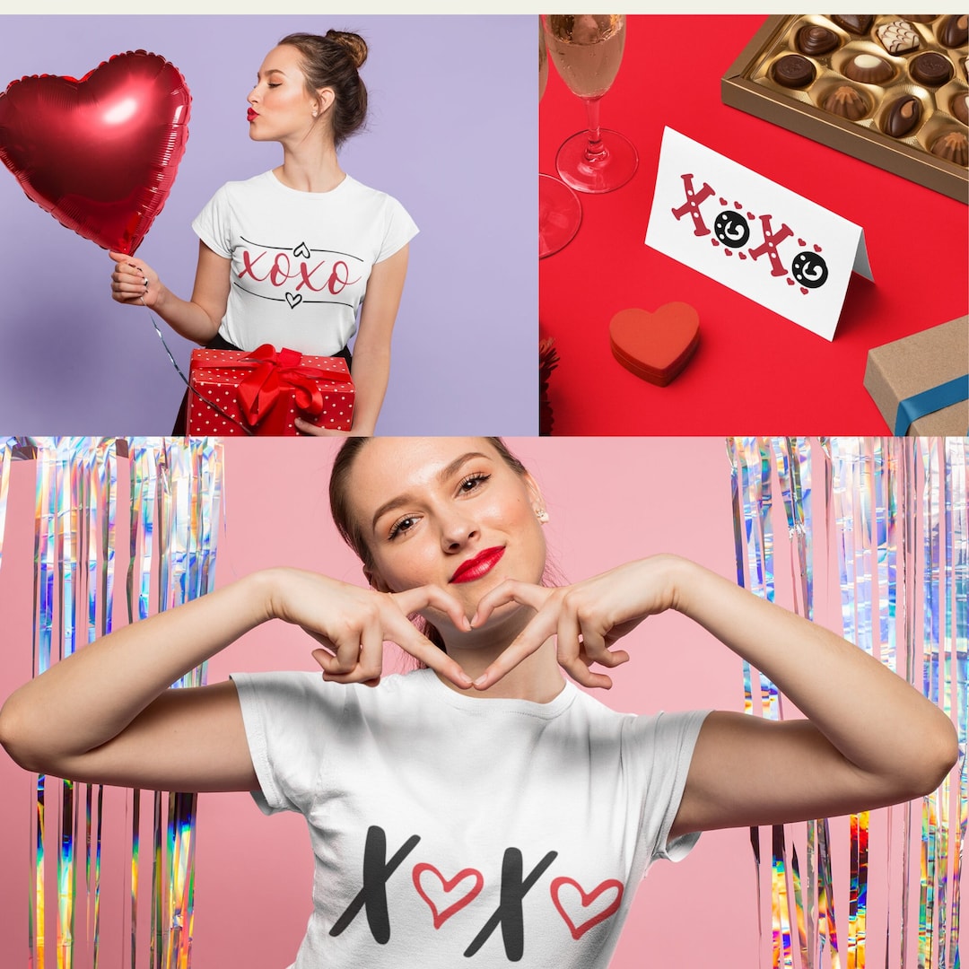 XOXO Hearts SVG Designs Hugs and Kisses Digital Bundle - Etsy