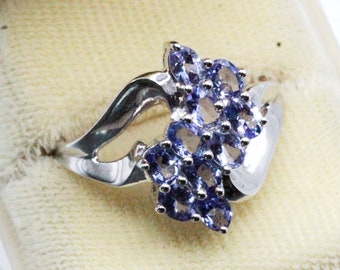 Sterling Silver Purple Lavander Amethyst Cluster Cocktail Ring