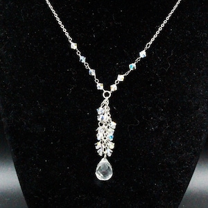Kirks Folly Contemporary Designer High End Signed Iridescent Crystal Charm Drop Necklace