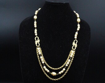 Vogline Paris French Designer Faux Pearls Gold Tone Necklace