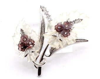 Nolan Miller Signed Designer Purple Flower Bouquet Brooch