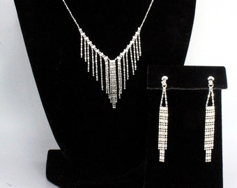 Exquisite Contemporary Sterling Silver Dainty Drop Waterfall Necklace Earrings Set