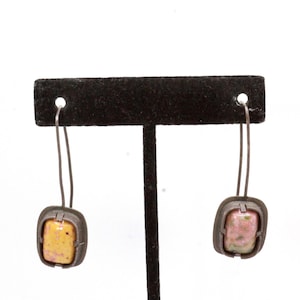 Boucles d'oreilles pendantes longues vintage en argent sterling rhodochrosite fabriquées à la main