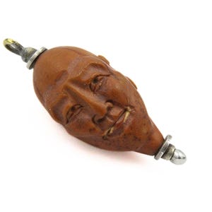 Exquisite Antique Chinese Export Carved Wise Man Face Sterling Silver Brass Pendant