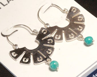 Brand New Citlali Turquoise Francisco Sanchez Mexico Dangle Earrings