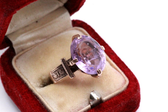 Antique Victorian 12K Gold Amethyst Ring - image 2