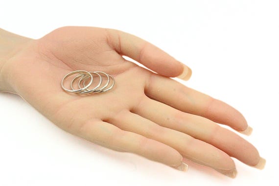 Vintage Sterling Silver Tested Stackable Four (4)… - image 5