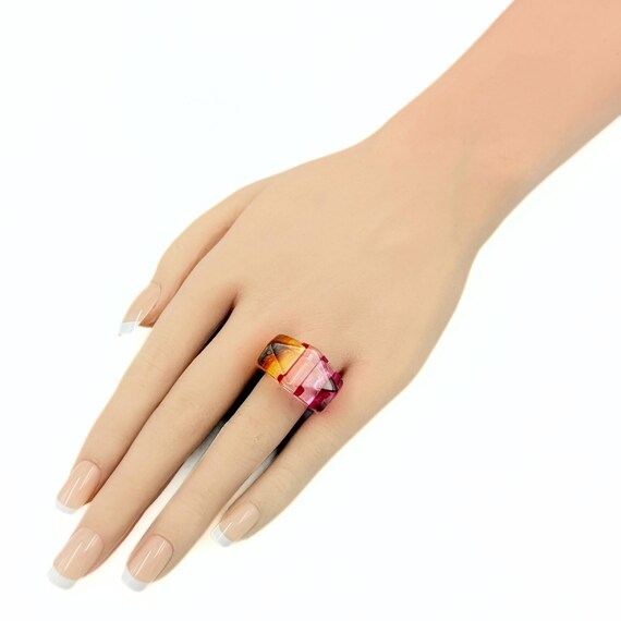 Charming Retro Faceted Multicolored Lucite Ring S… - image 5