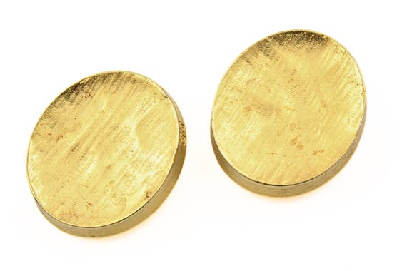 Givenchy Designer Signed Matte 24K Gold Plate Clip Earrings