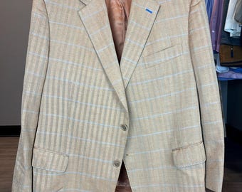 Noability By Astor & Black Di Prima Sportmantel aus 100% Kaschmirseide in Hellbraun Kariert Gr. 50/52