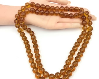 Vintage Art Deco Orange Glass Bead Long Necklace