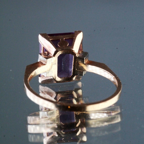 Antique Art Deco 10K Gold Synthetic Spinel Purple… - image 5