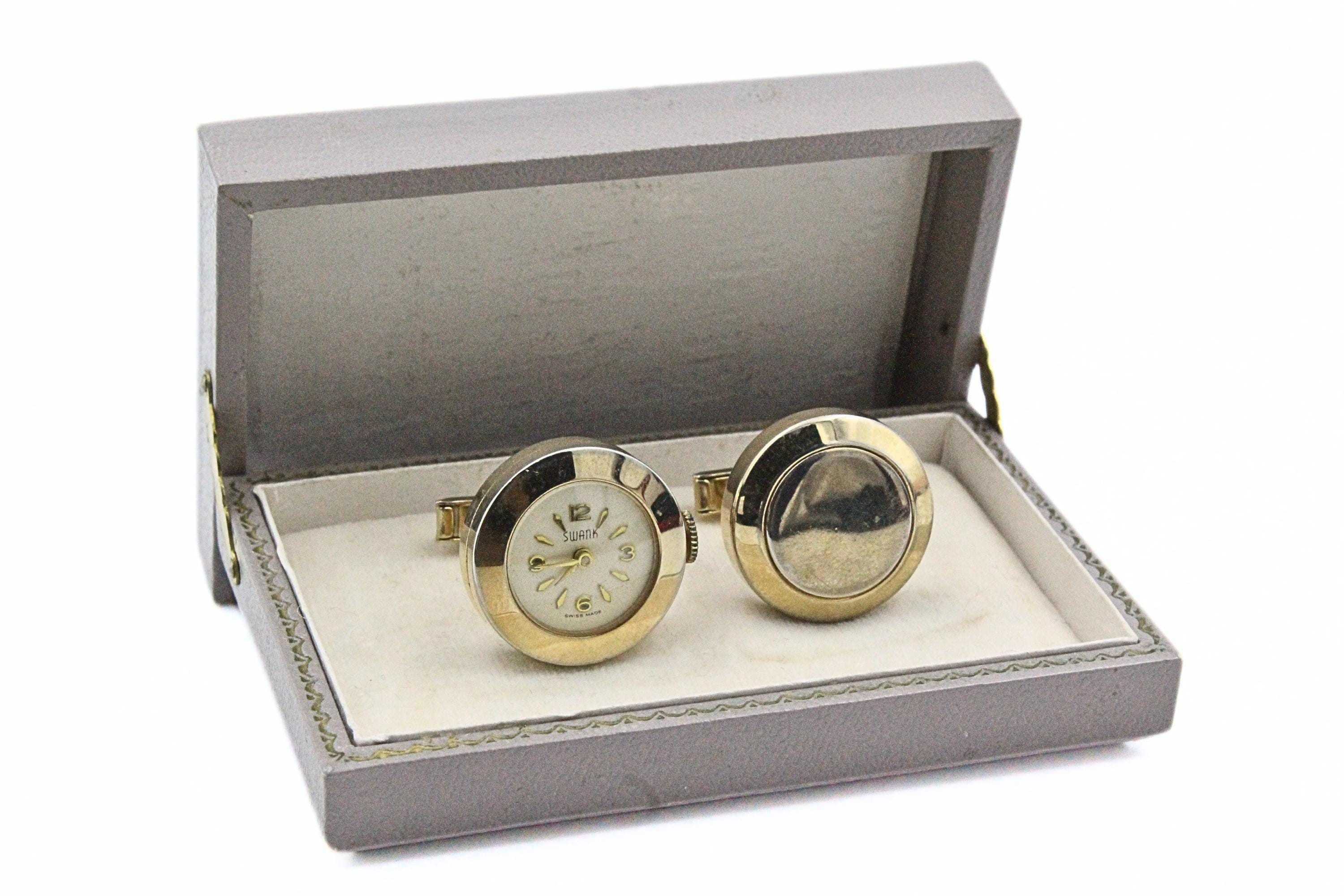 Swank Square Fob Watch Holder Vintage Mechanical 40mm Goldtone