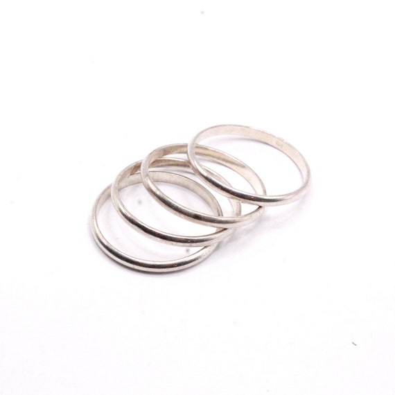 Vintage Sterling Silver Tested Stackable Four (4)… - image 4