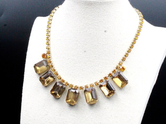 Vintage 50's Large Rootbeer Rectangular Cut Glass… - image 7