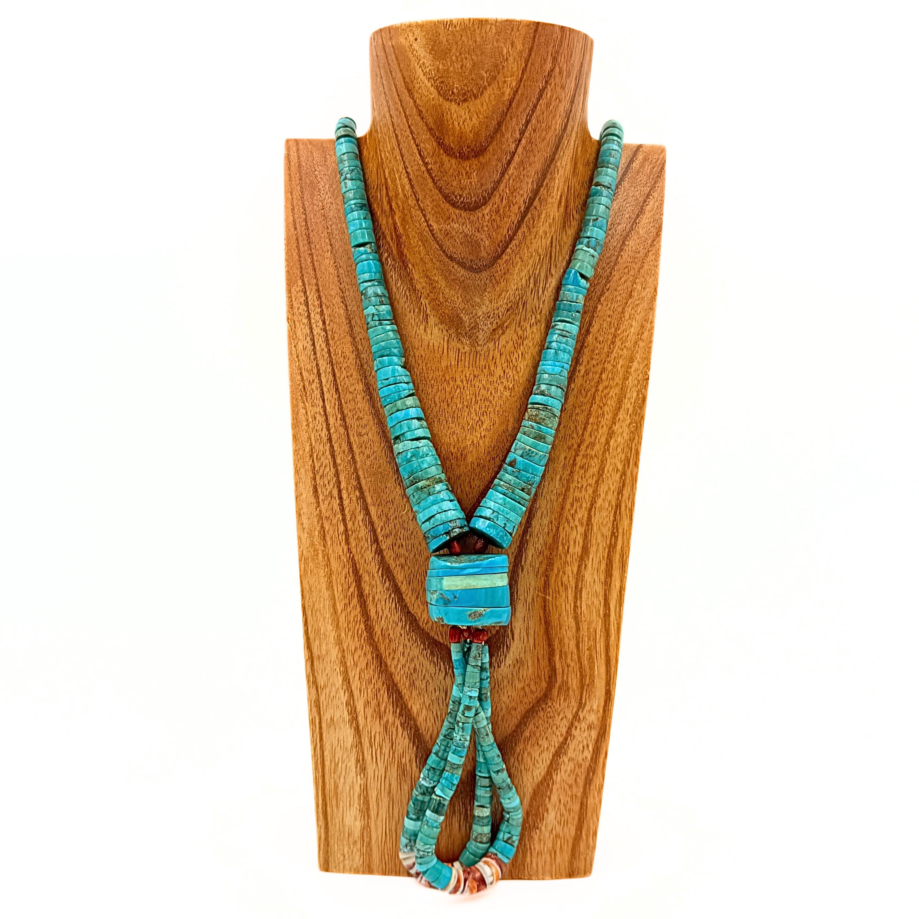 Vintage Santo Domingo Old Pawn 1960's Heishi Bead Turquoise Large