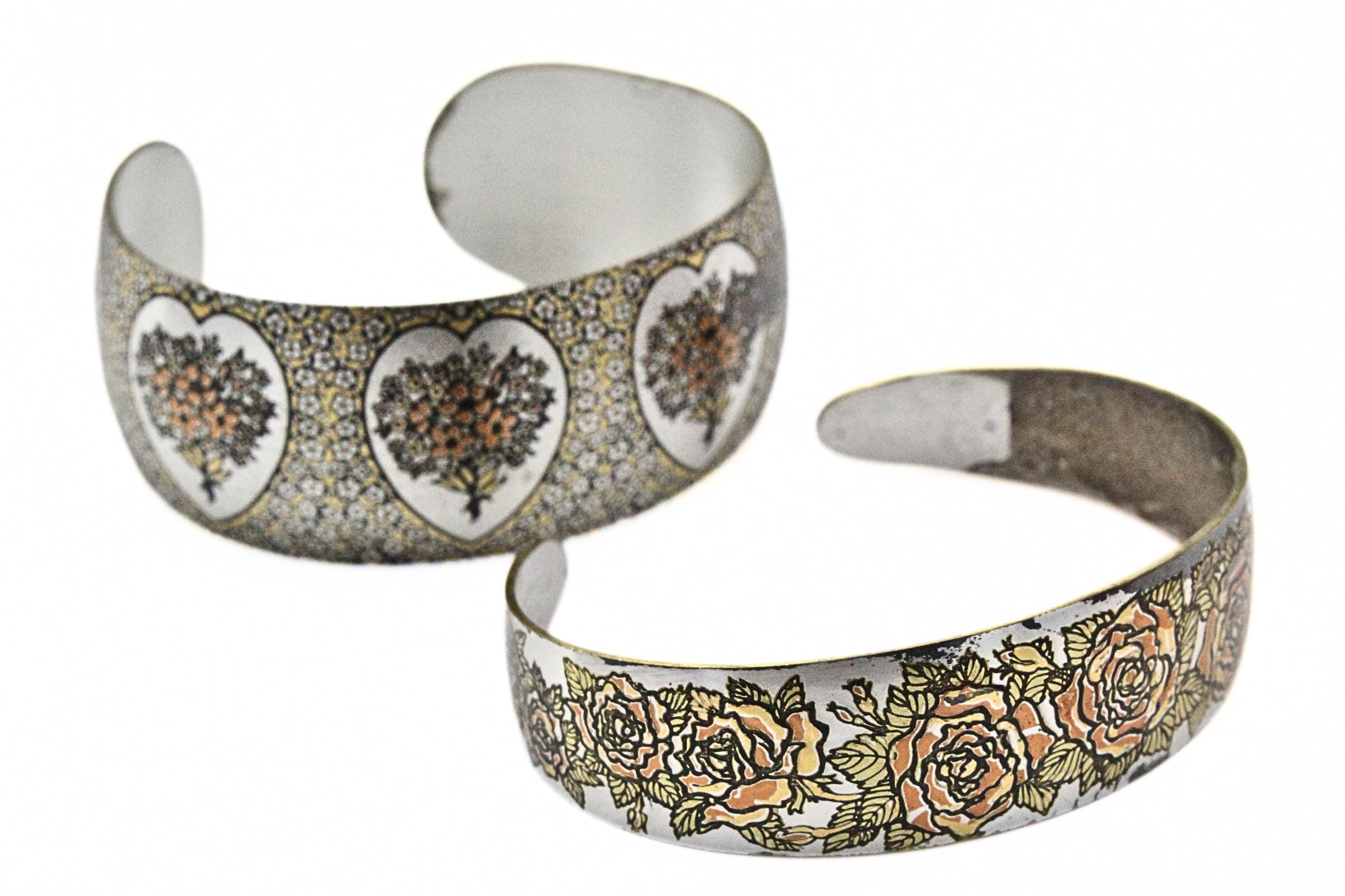 Reed & Barton Damascene Signed High End Floral Heart Rose Enamel
