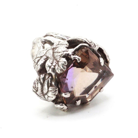 Sterling Silver Modernist Large Chunky Ametrine H… - image 3