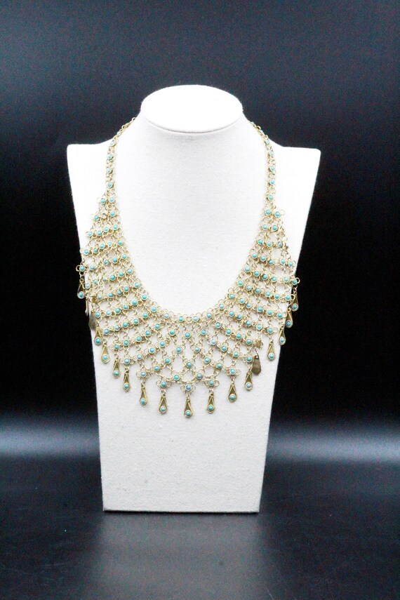 Vintage Chainmail Kuchi Turquoise Tribal Ethnic Choke… - Gem