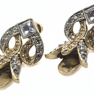 Splendid NOS Oscar De La Renta Pave Rhinestones Two Tone Dangle Earrings