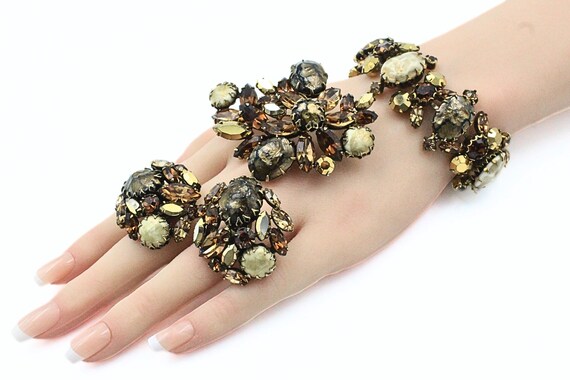 Astounding Regency Signed AB Crystals Browns Oran… - image 2