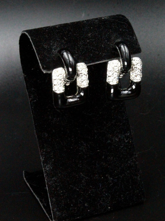 Vintage Fancy Black Enamel Pave Rhinestones Detac… - image 4